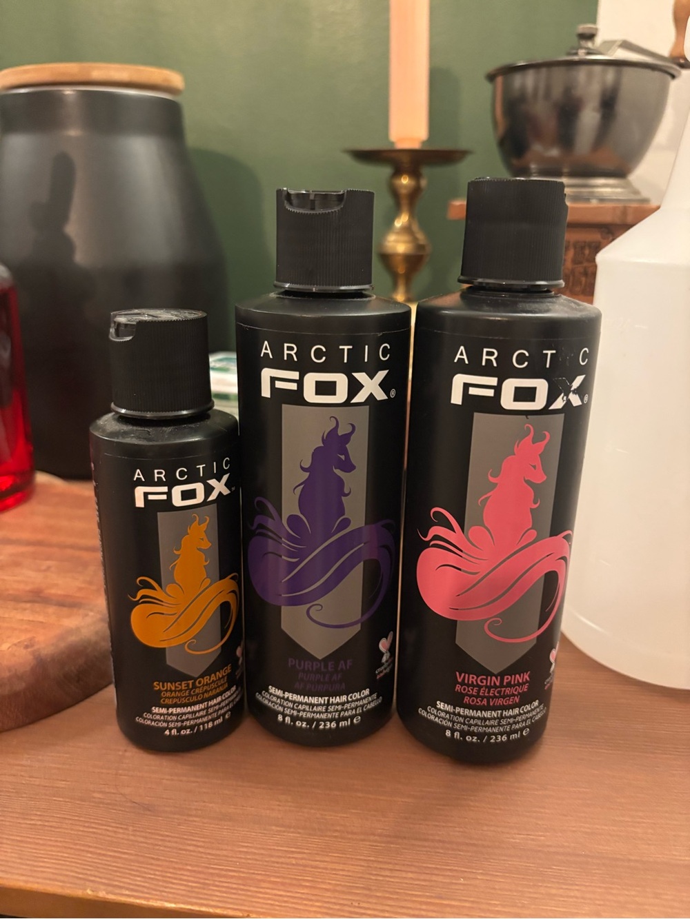 Lot of Arctic Fox Hair Dye- Virgin Pink, Purple AF, Sunset Orange
